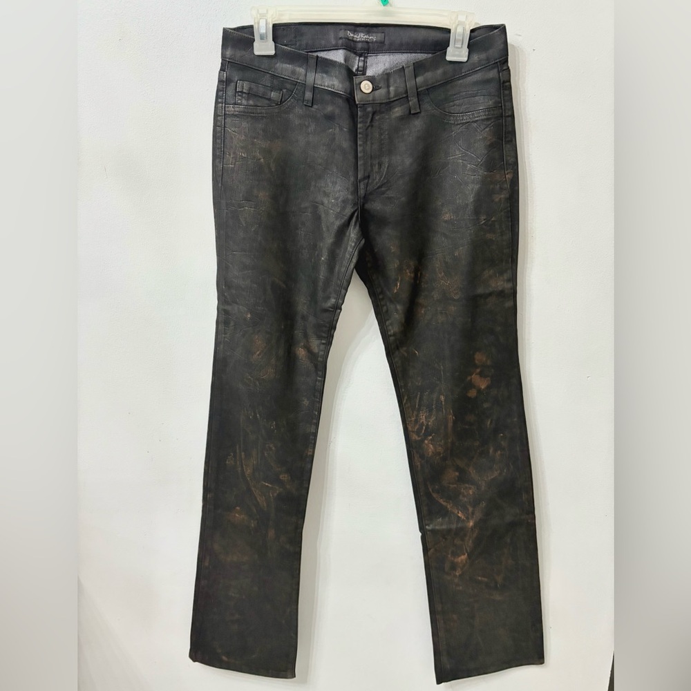 David Kahn Women’s Size 28 Pants Boot Cut Flat Front Gold Splash Pattern
